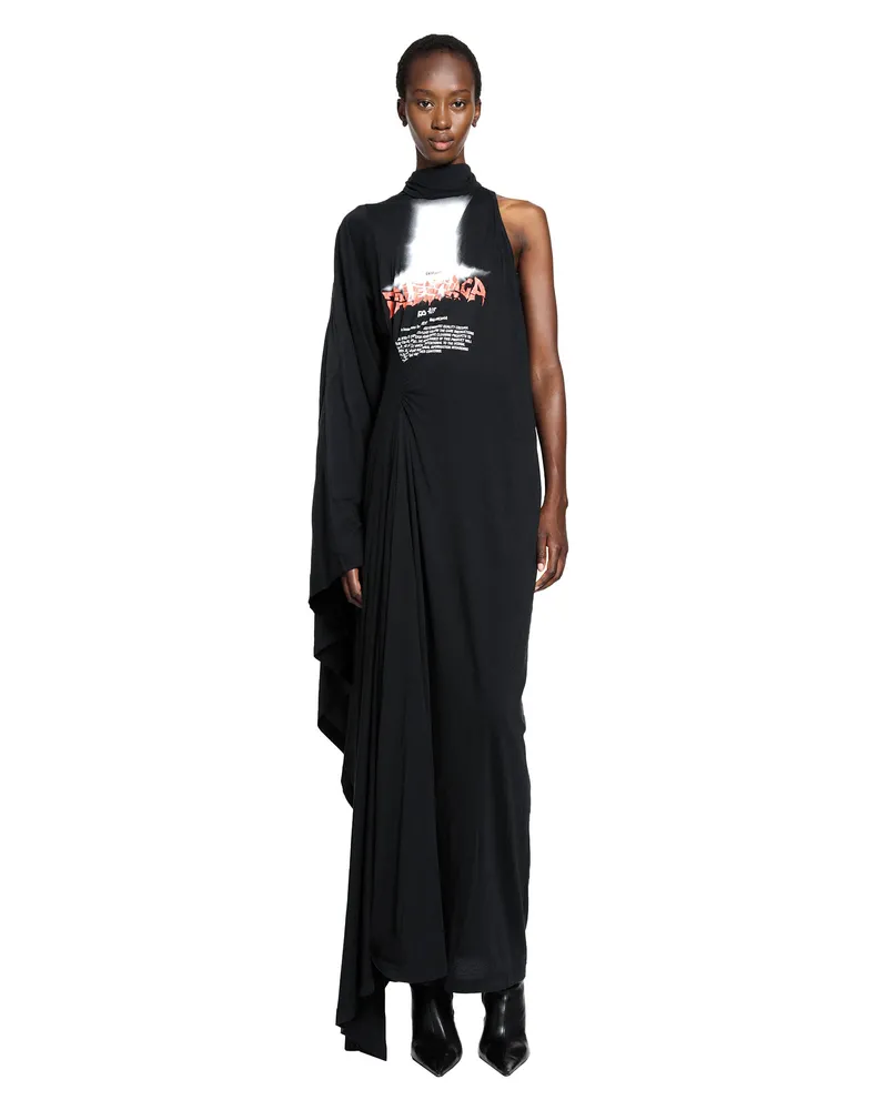 Balenciaga Long Draped Dress Black