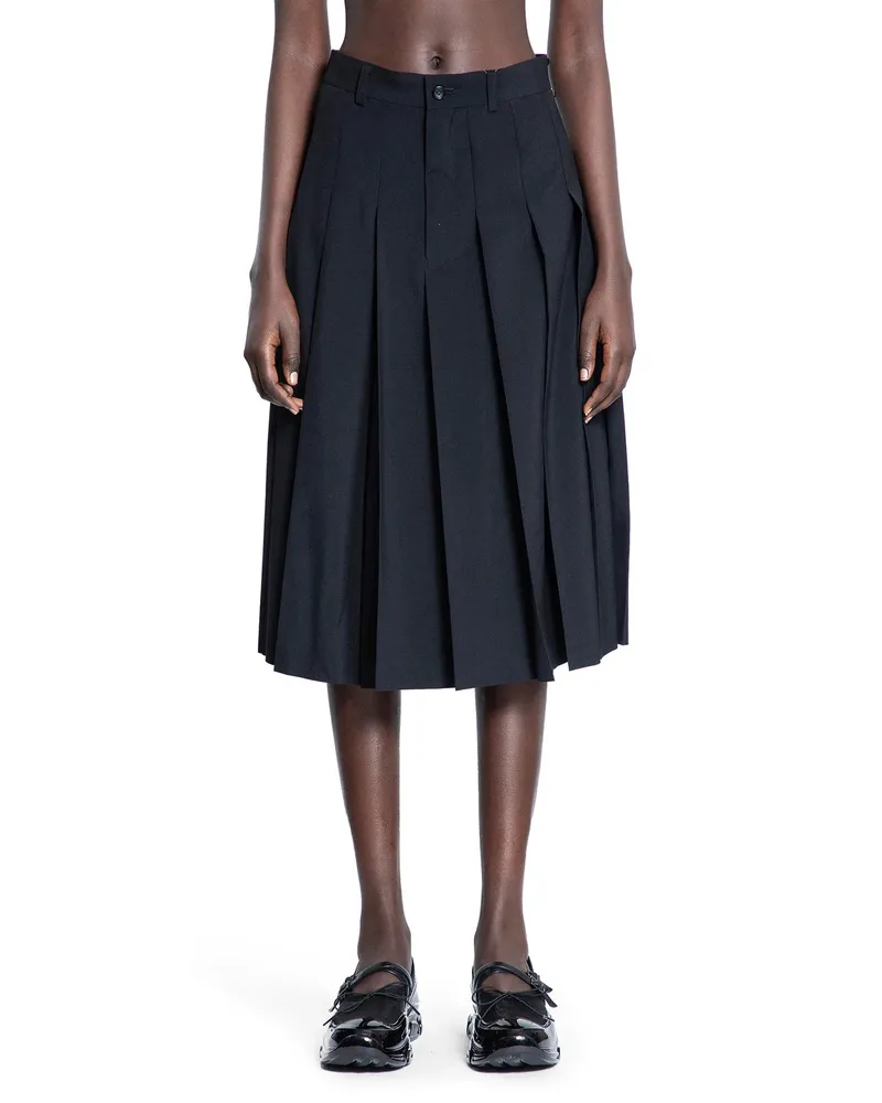Comme des Garçons Gonna midi in lana plissettata da donna Black