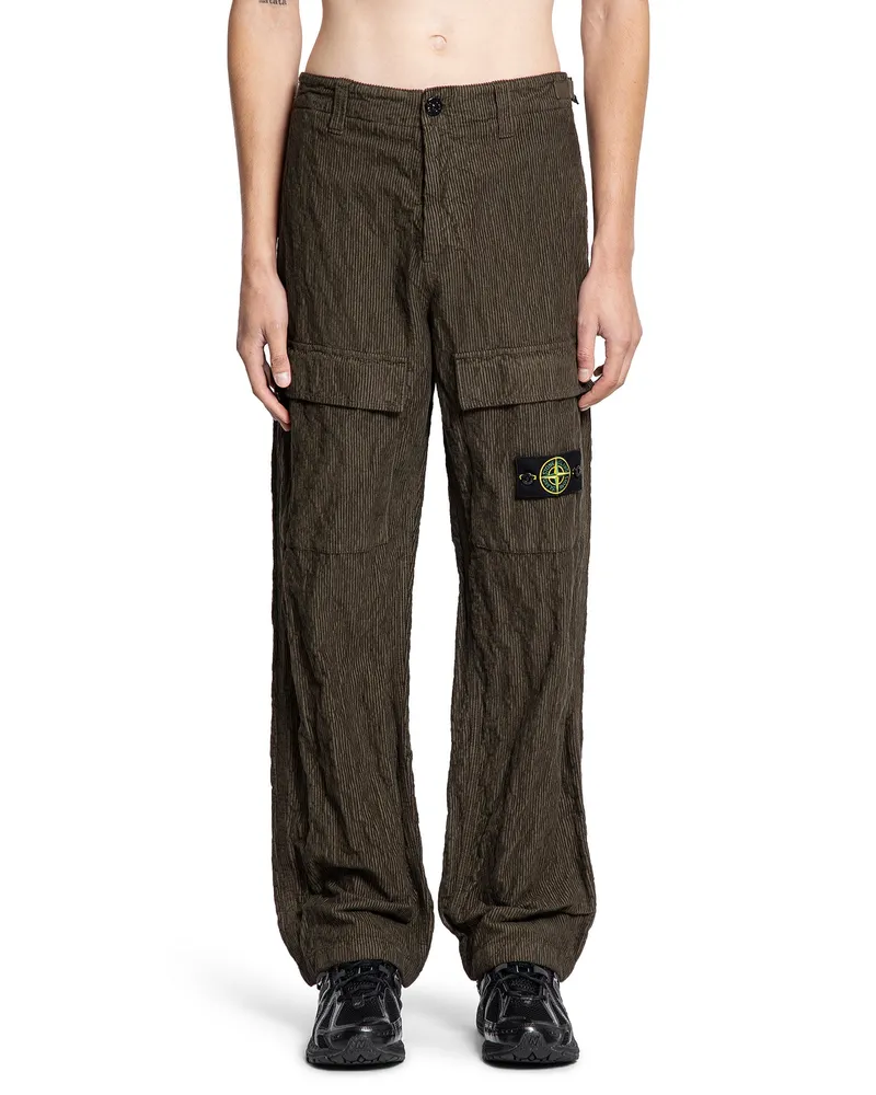 Stone Island 3100025n Wrinkled Corduroy Cargo Trousers Green