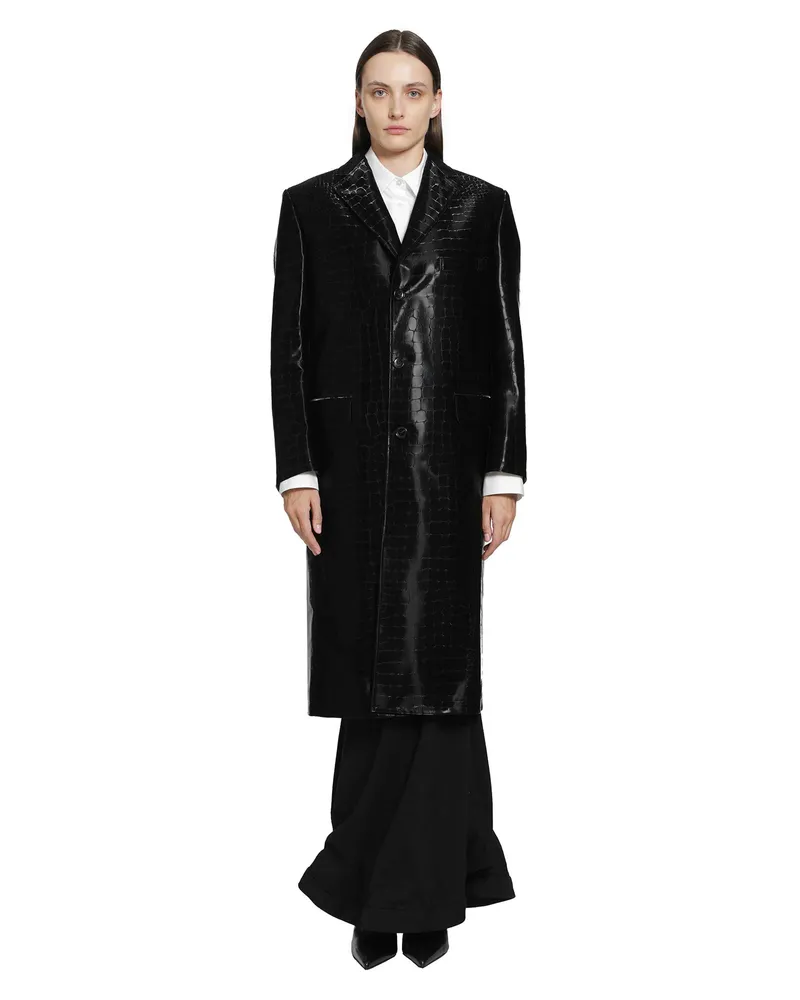 Junya Watanabe Embossed Single Breasted Coat Black