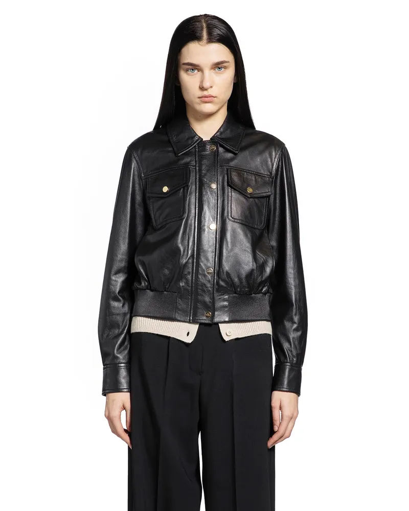 Max Mara Biada Leather Jacket Black