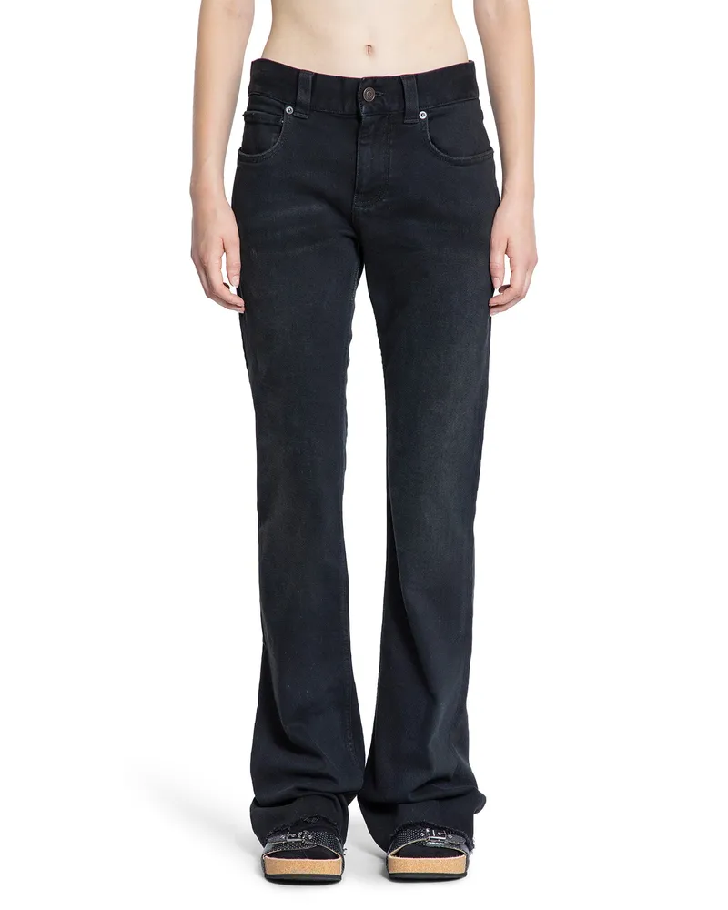 Balenciaga Slim Fit Bootcut Pants in Cotton Denim Black