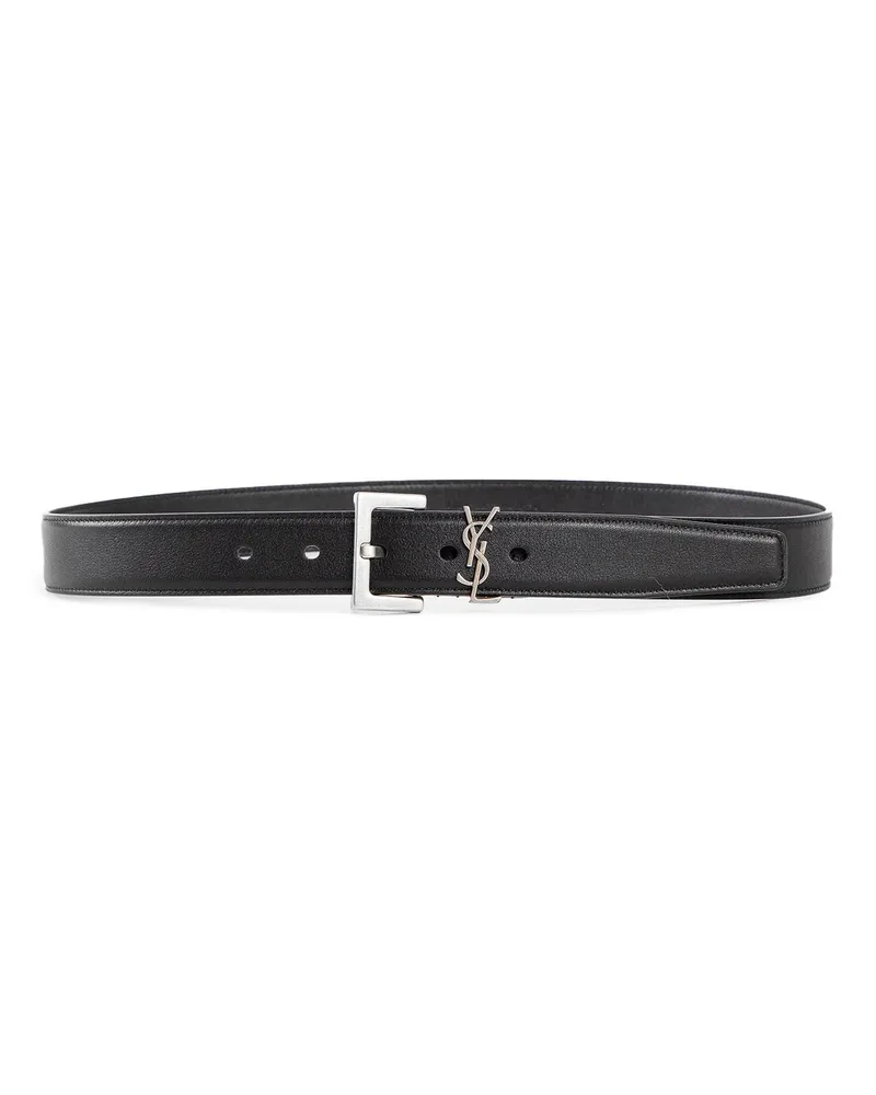 Saint Laurent Cintura Cassandre con fibbia quadrata Black