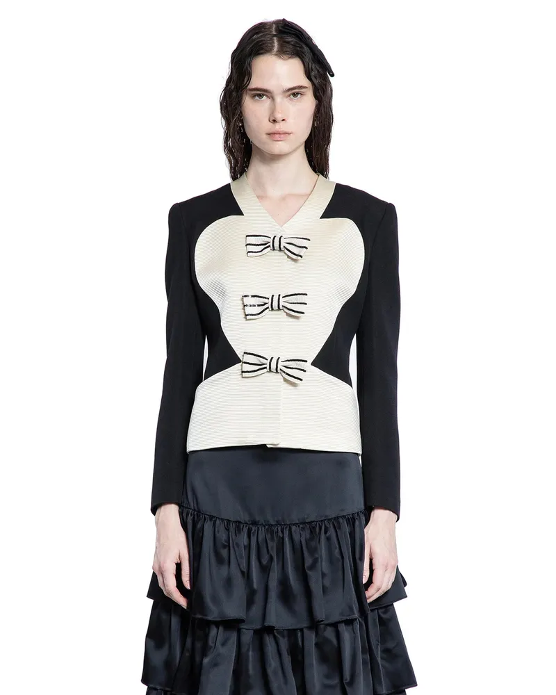 Valentino Garavani Crêpe Couture Jacket with Bows Black&white