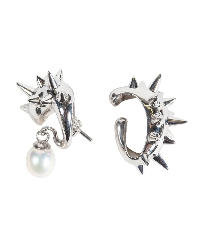 Alan Crocetti Mini Spike Alien Pearl Ear Set Silver