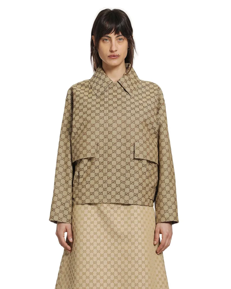 Gucci GG Canvas Bomber Jacket Beige