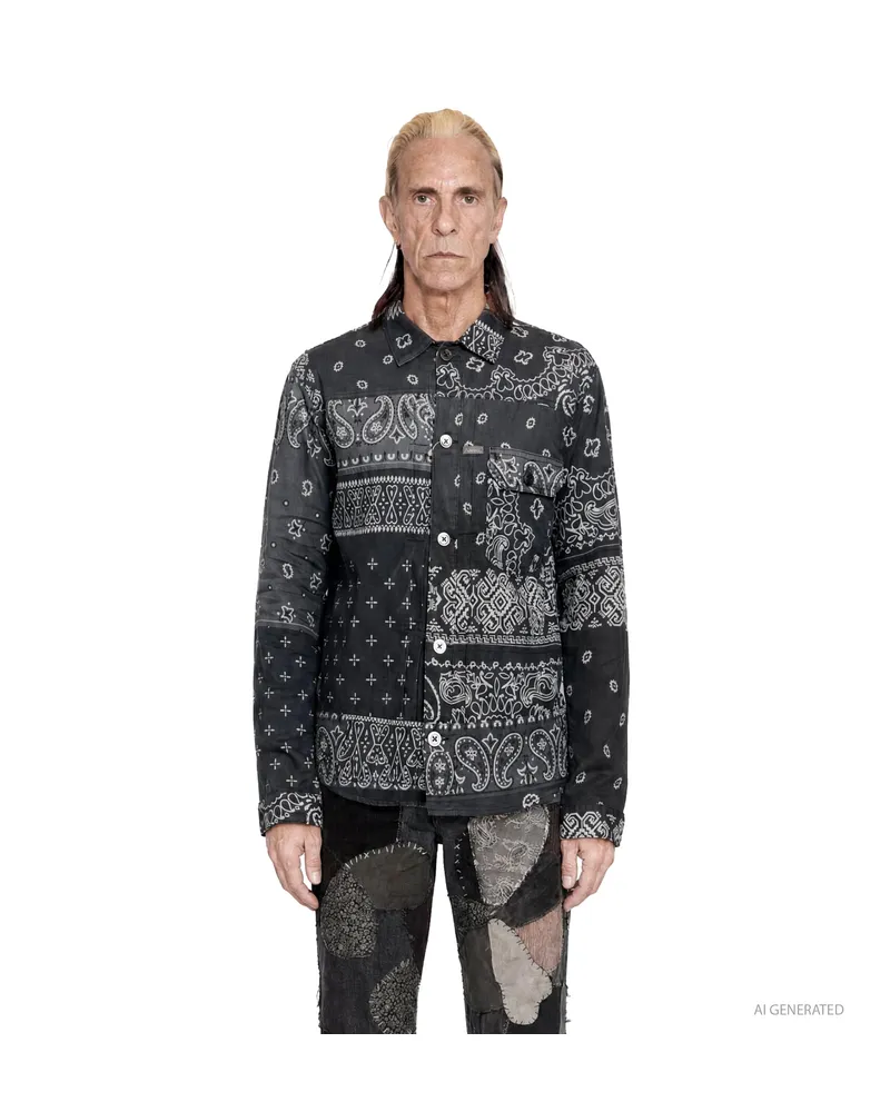 KAPITAL Bandana Patchwork 1st Jacket Black&white