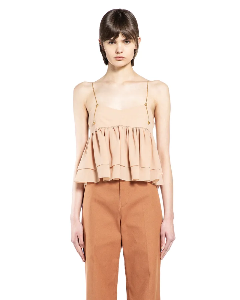 Chloé Sleeveless Ruffle Top Pink