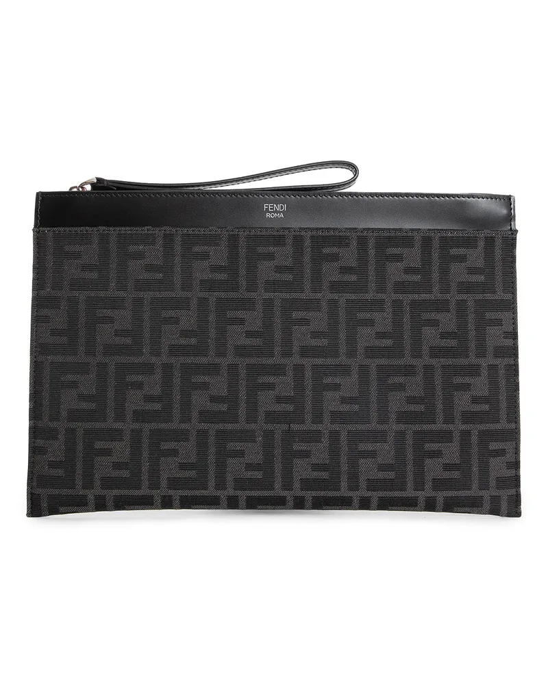 Fendi FF Jacquard Flat Pouch Medium Black