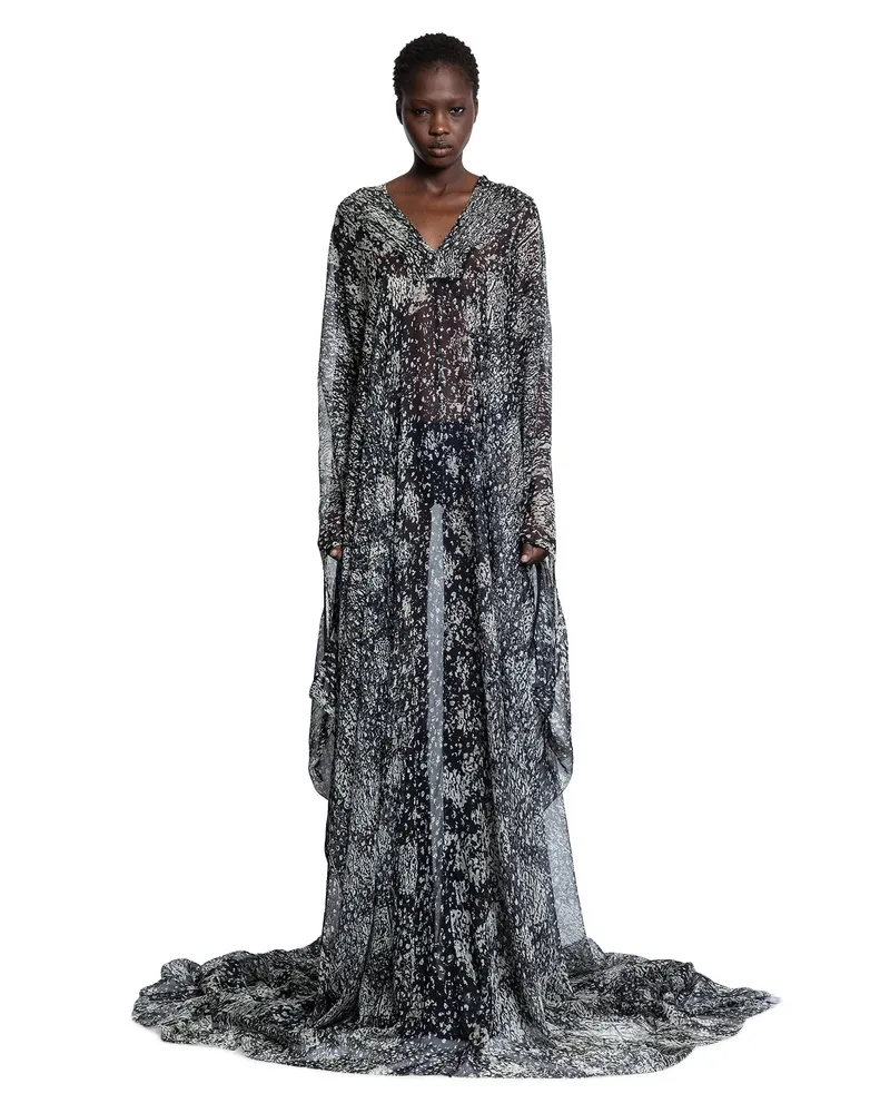 Rick Owens Hollywood Hooded Kaftan Black&white