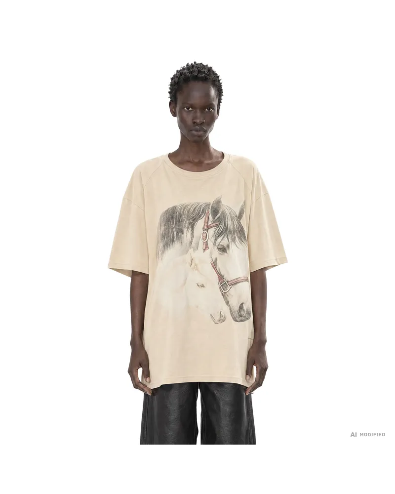 Maison Margiela Horse Portrait T-Shirt Beige
