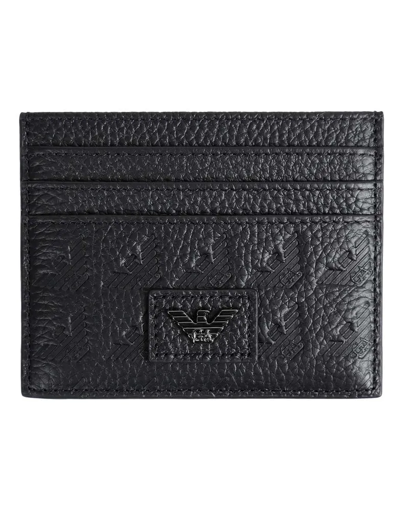 Emporio Armani Embossed Eagle Card Holder Black