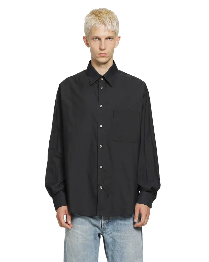 Christophe Lemaire Regular Cotton and Silk Blend Shirt Black