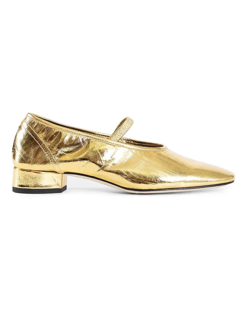 aeyde Pippa crackled ballerinas Gold