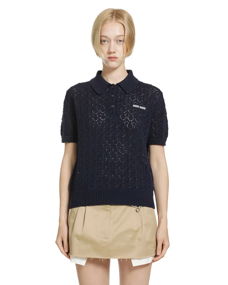 Miu Miu Cotton Polo Shirt Blue