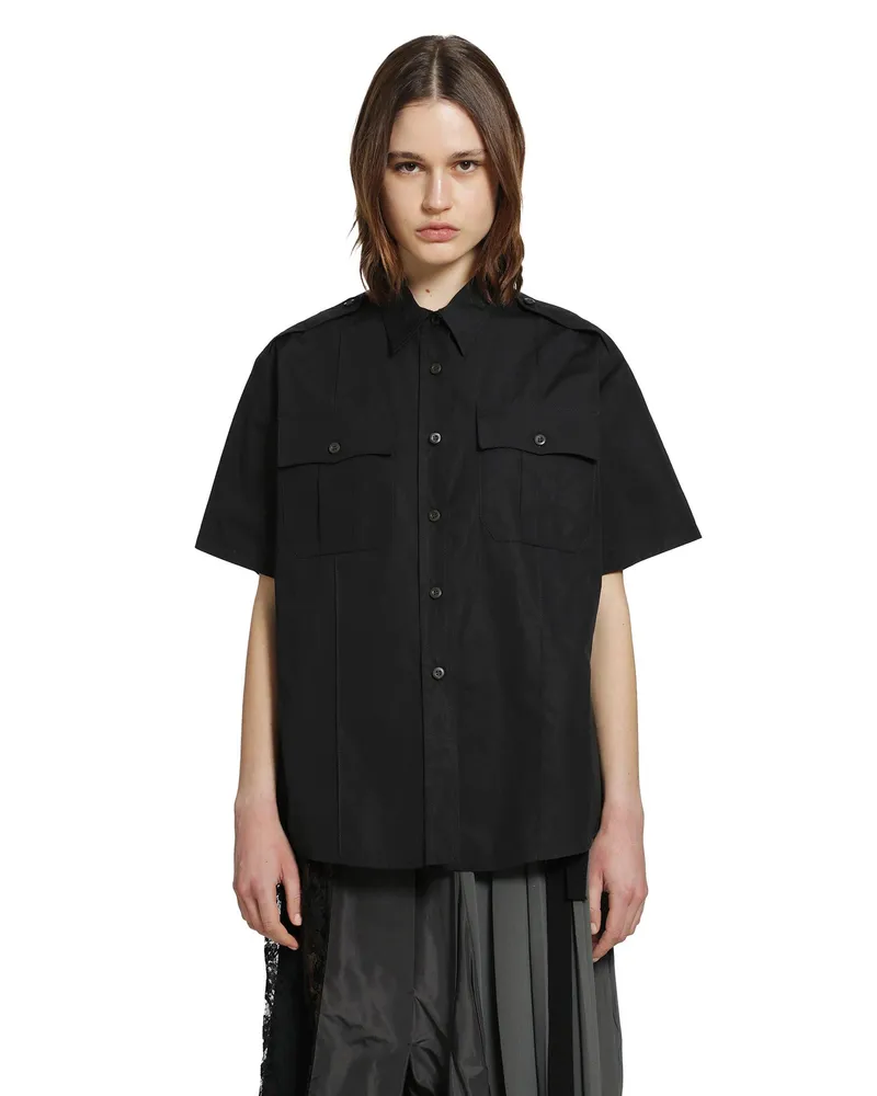 Prada Short Sleeve Poplin Shirt Black