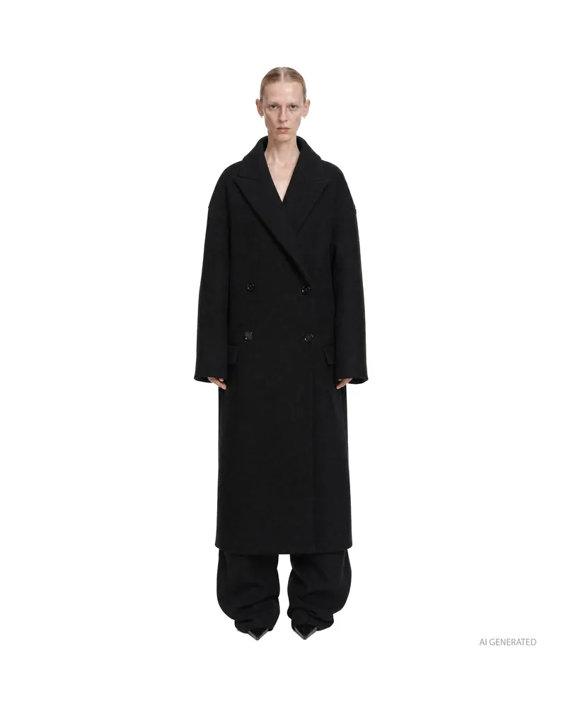 Balenciaga Maxi Stola Coat Black