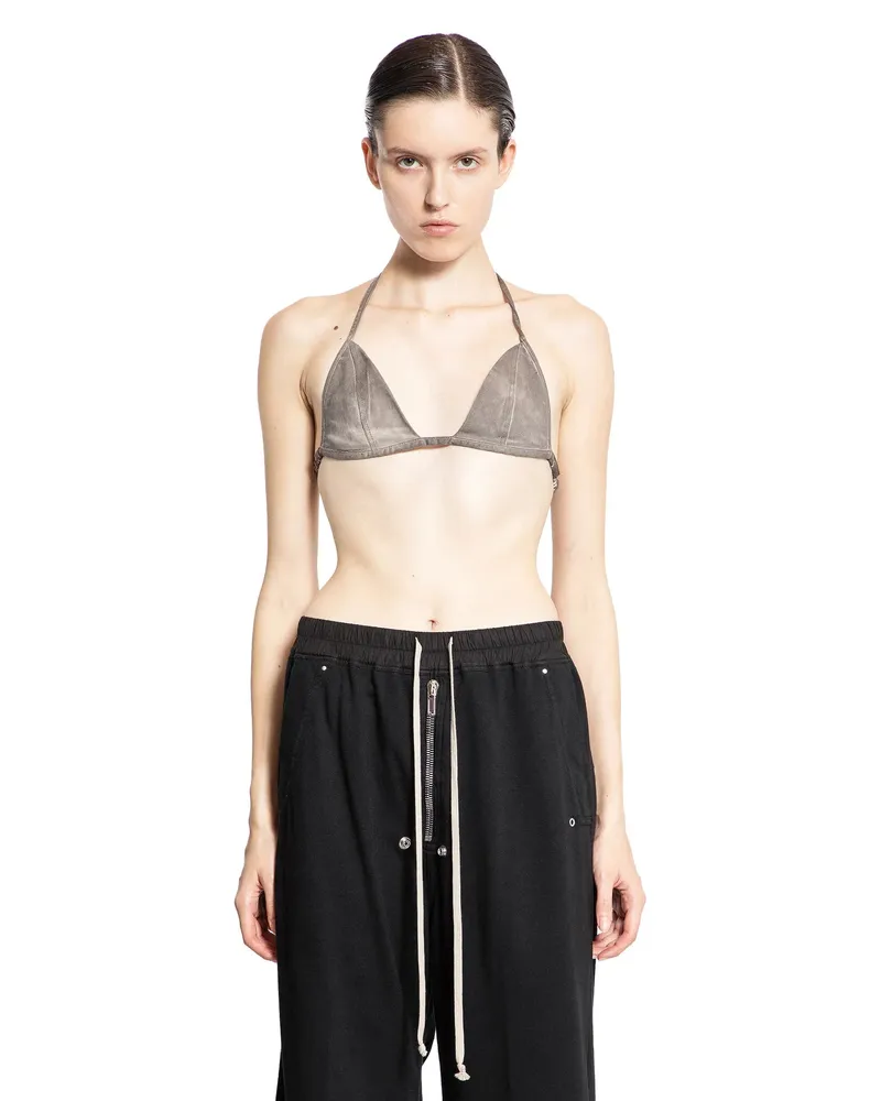 DRKSHDW by Rick Owens Porterville Bra in Denim Elasticizzato con Foglio Grey