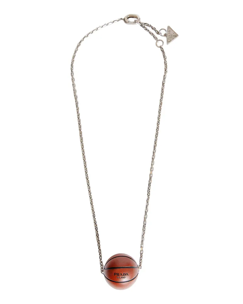 Prada Basketball Necklace Silver