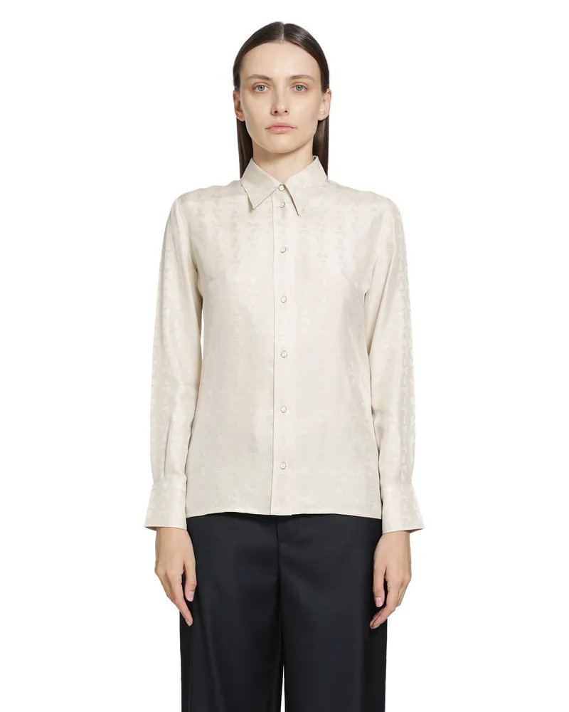 Gucci Habotai Jacquard Shirt Beige