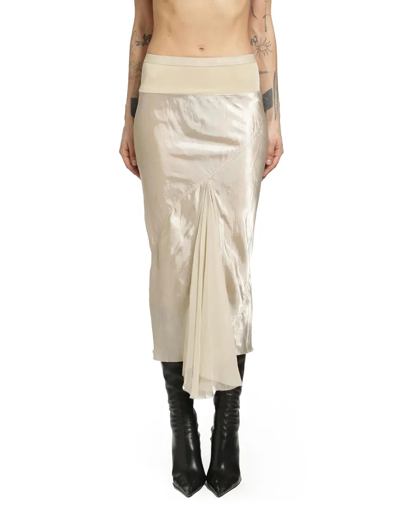 Rick Owens Temple A-Line Bias Skirt Beige