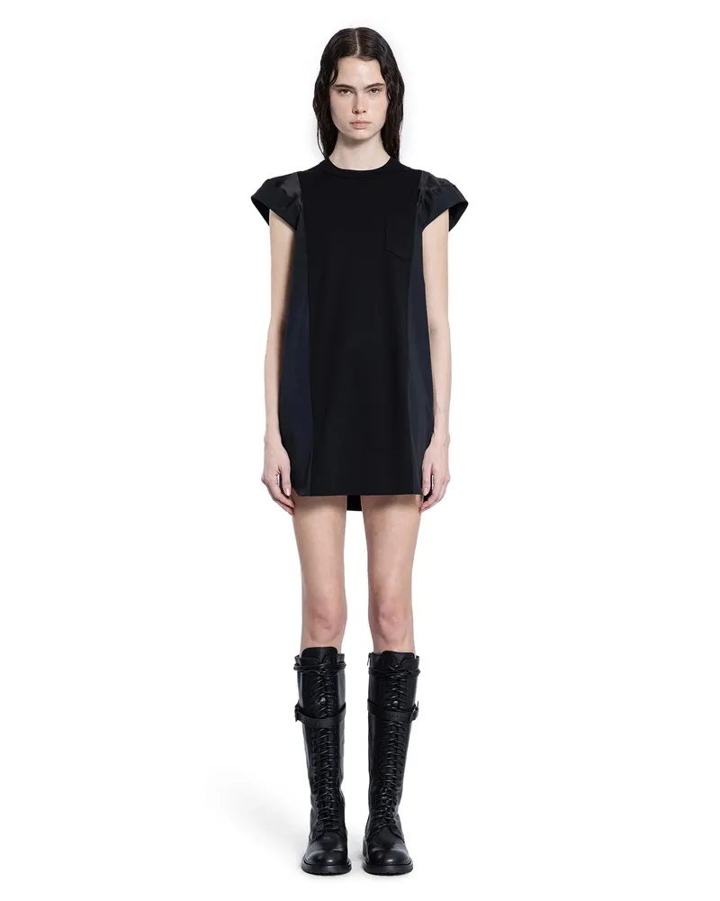 Sacai Poplin x Cotton Jersey Dress Black