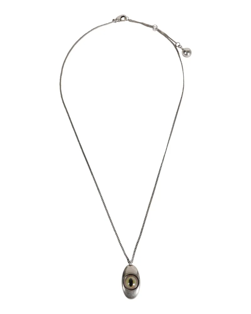 Christophe Lemaire Cat Eye Pendant Necklace Silver