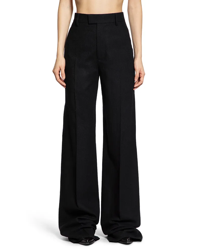Ann Demeulemeester Brushed Wool Maaike Flared Leg Trousers Black