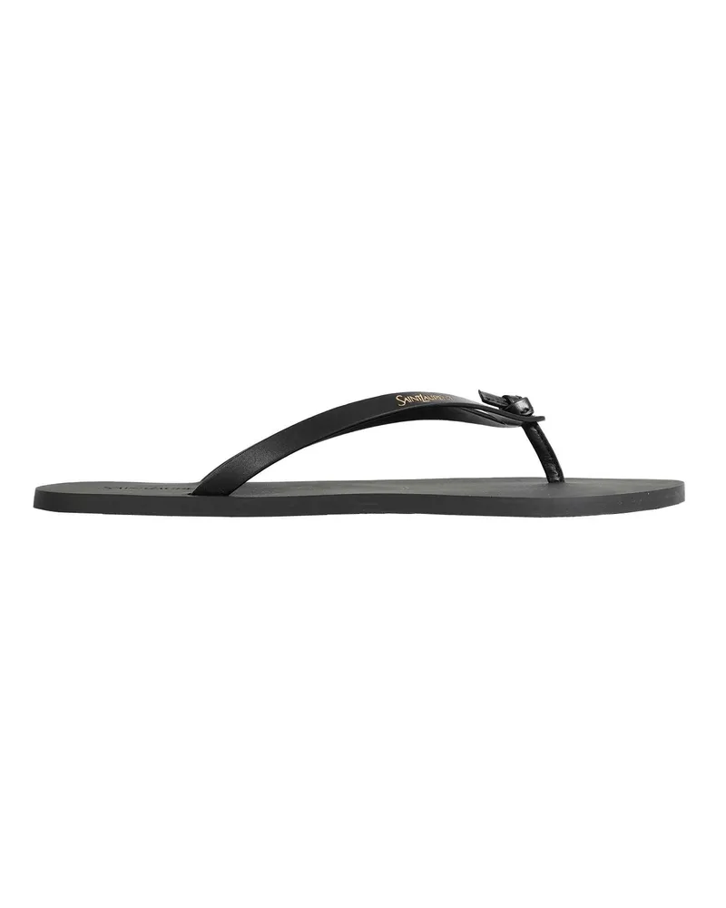 Saint Laurent Leather Pool Flip-Flops Black