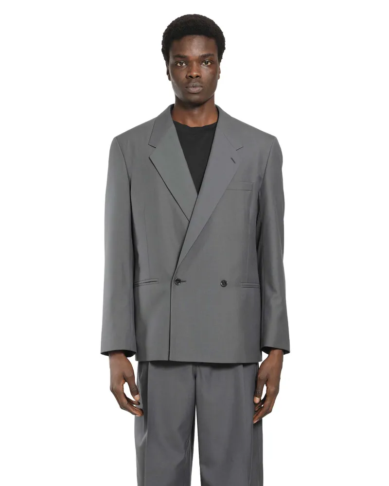 Christophe Lemaire Double-Breasted Tailored Blazer Grey
