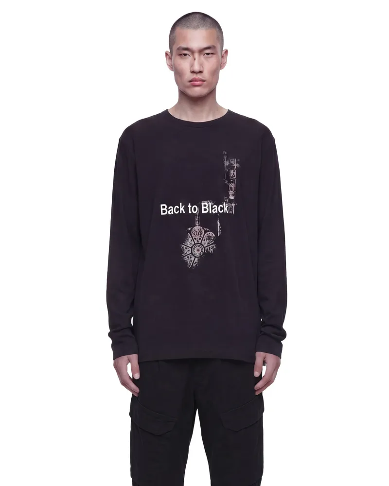 Yohji Yamamoto Graphic Long Sleeve T-Shirt Black
