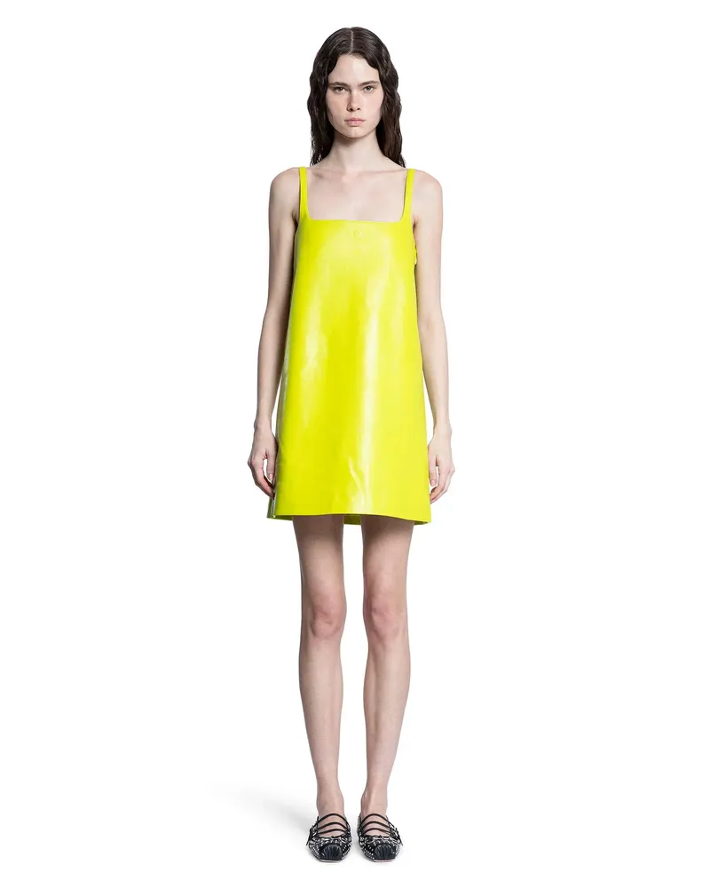 Gucci Shiny Leather A-Line Mini Dress Green