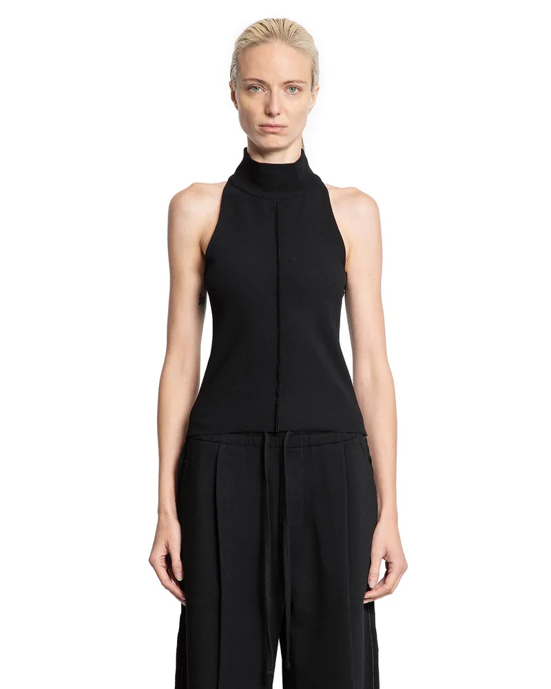 THOM KROM Sleeveless Knit Turtleneck Top Black