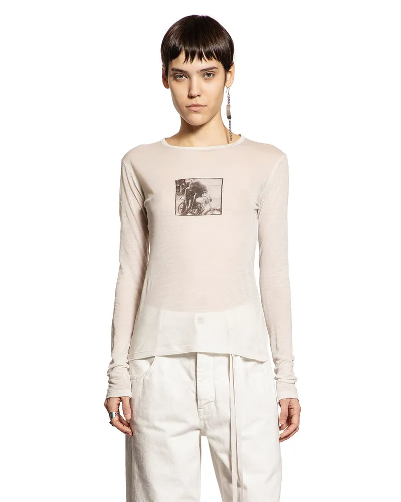 Ann Demeulemeester Fiene ''Bikers Kiss'' Long sleeve T-Shirt Beige