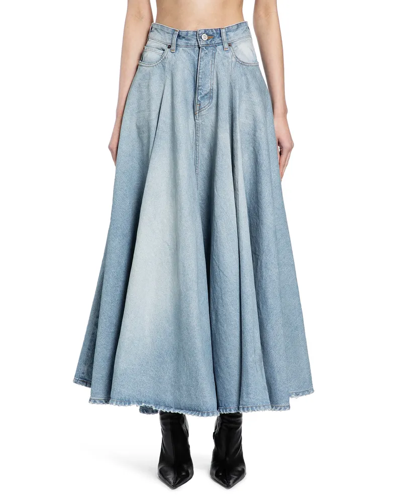 Balenciaga Godet Maxi Skirt Blue