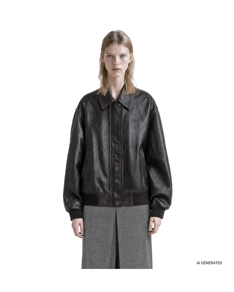 Prada Nappa Leather Jacket Brown
