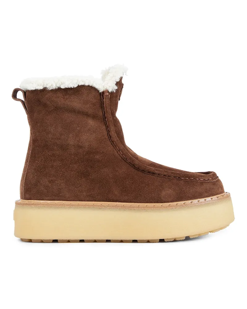 Prada Evolve Suede and Shearling Boots Brown