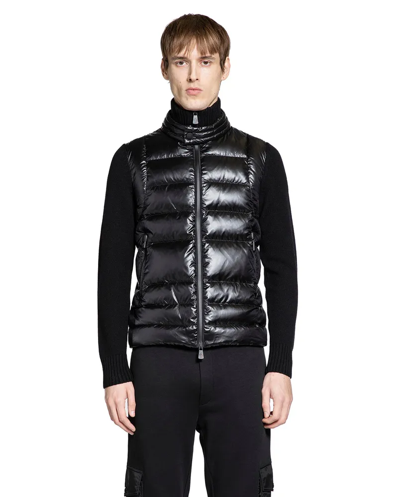 Moncler Padded Wool Zip-Up Cardigan Black