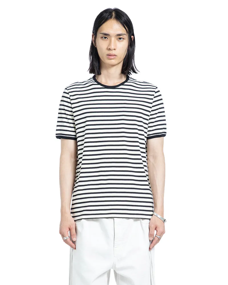 Ann Demeulemeester Aimar Standard T-Shirt in Brushed Striped Jersey Black&white