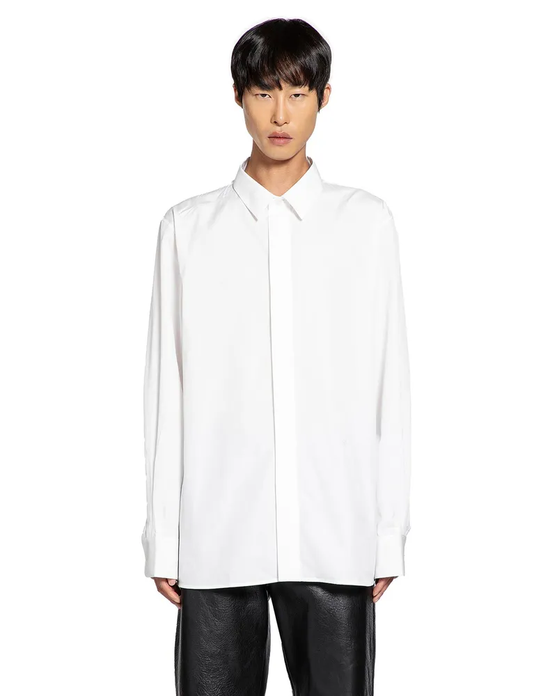 Saint Laurent Cassandre Shirt in Cotton Poplin White