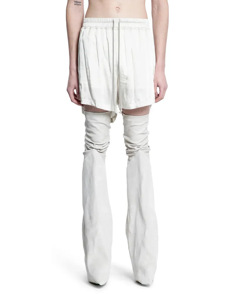 Rick Owens Hollywood Boxers in Washed Silk Charmeuse White