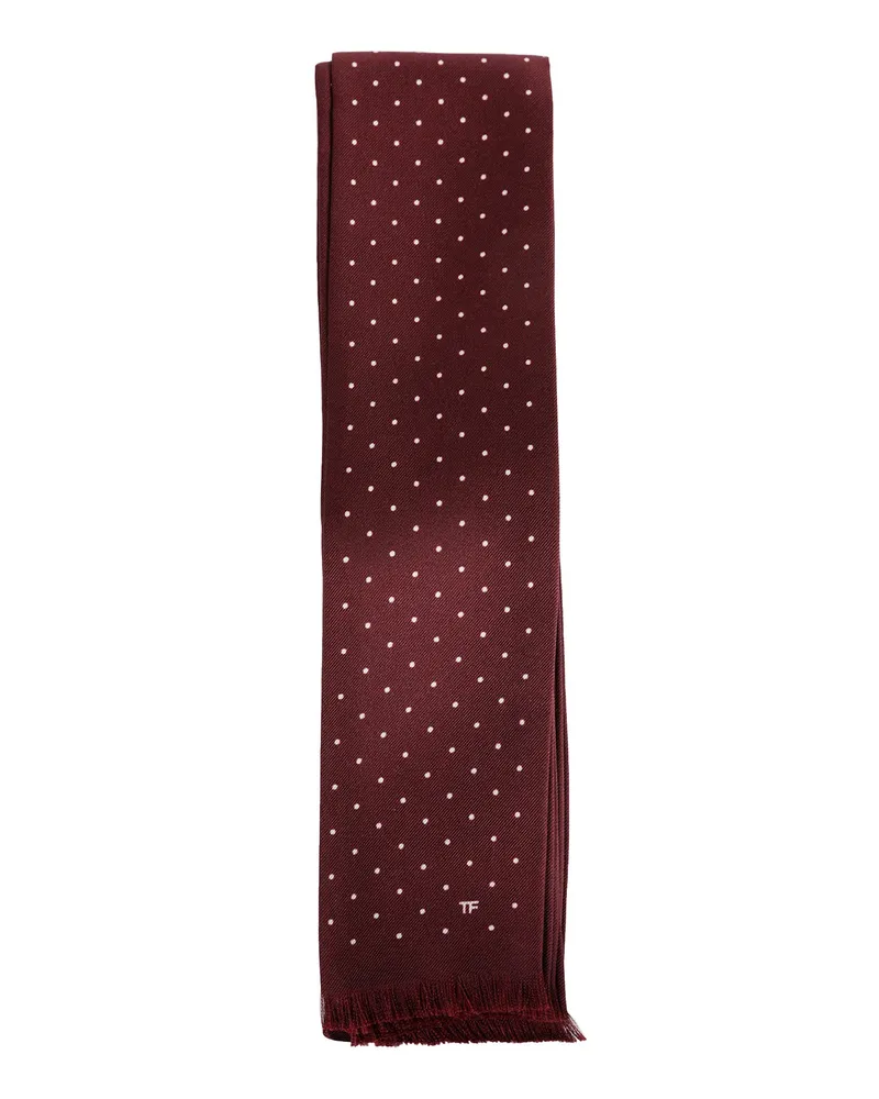 Tom Ford Micro Polkadot Silk Scarf Red