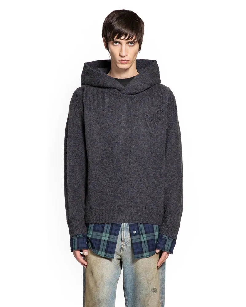 Acne Studios Layered Wool Hoodie Grey