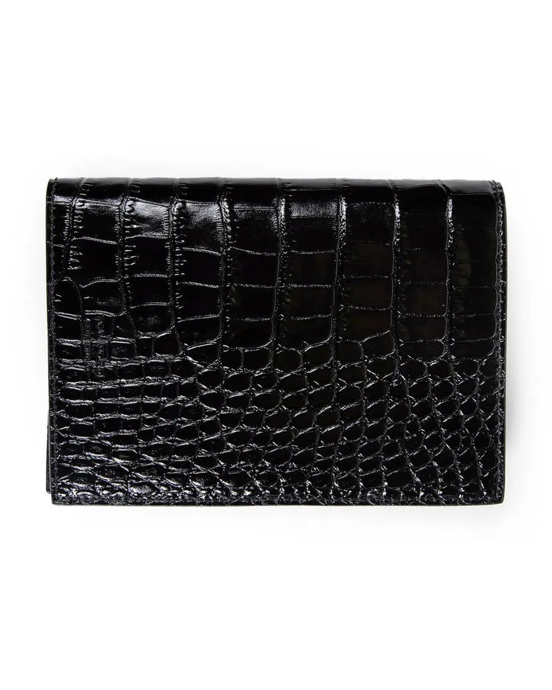 Tom Ford Folded Card Holder in Croc leather Black
