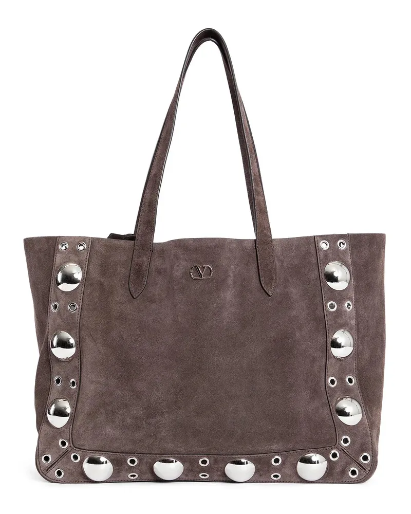Valentino Garavani Medium nellcote suede shopping bag Brown
