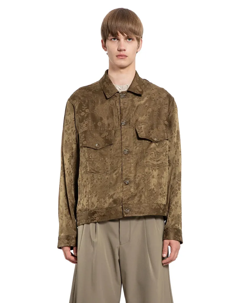 Song For The Mute Floral Jacquard Worker Jacket Brown