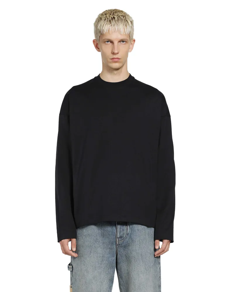Jil Sander Cotton Crewneck Long Sleeve T-Shirt Black