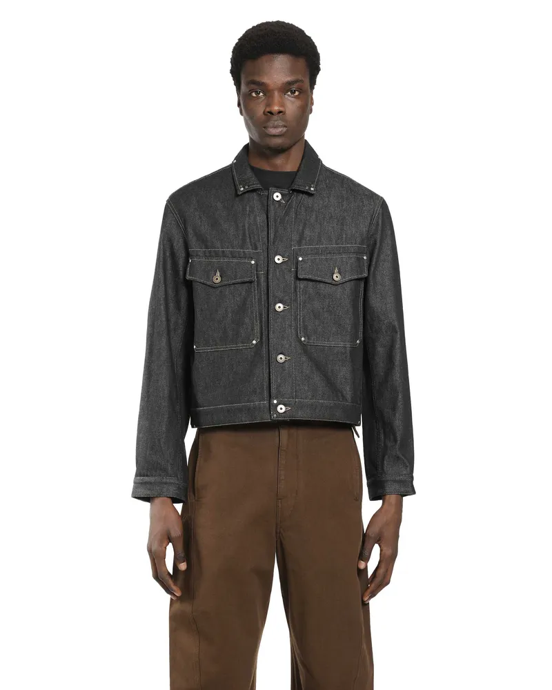 Christophe Lemaire Trucker Denim jacket with Studs Grey