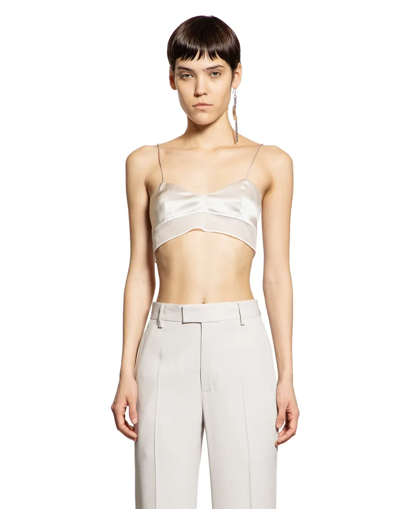 Ann Demeulemeester Abelina Bra in Washed Satin Silk and Tulle White