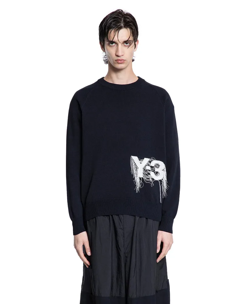 Y-3 Frayed Logo Sweater Black